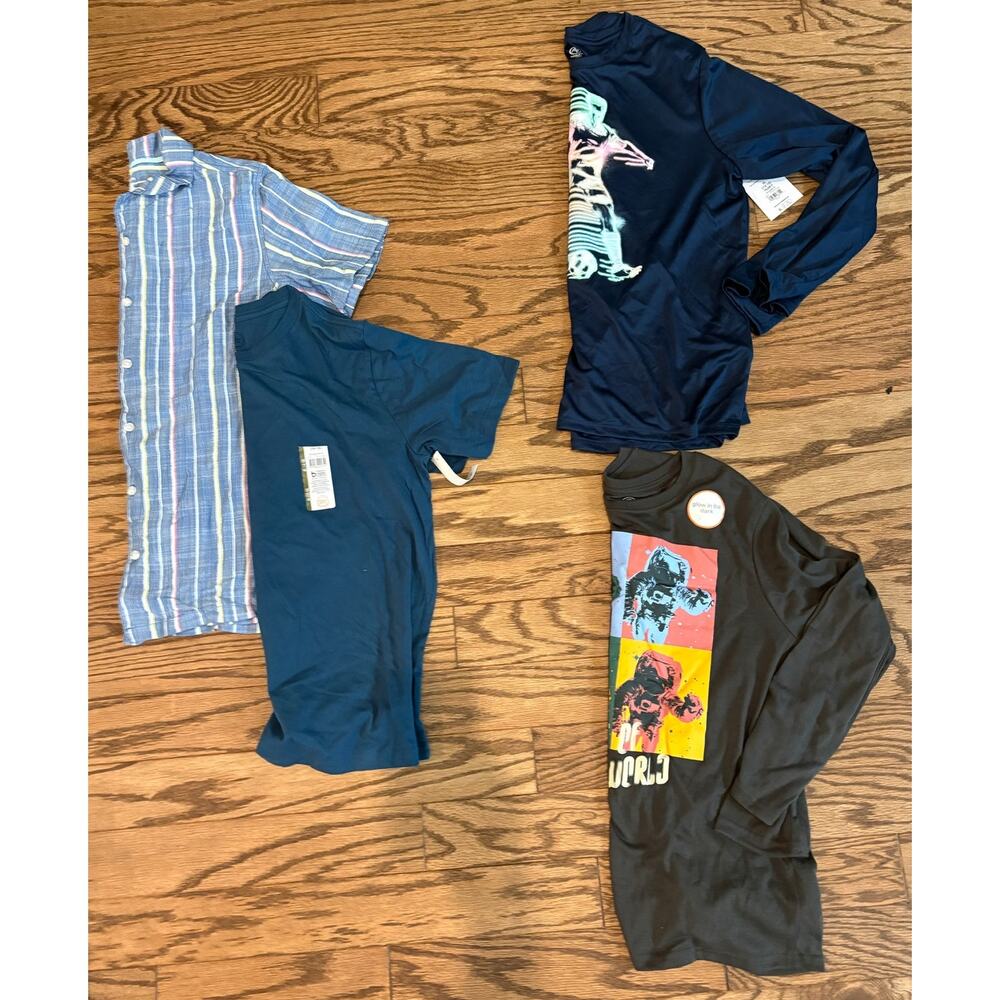 Boys XL Lot Long Sleeve Shirts T Shirt And Button Down Graphic Print Striped New